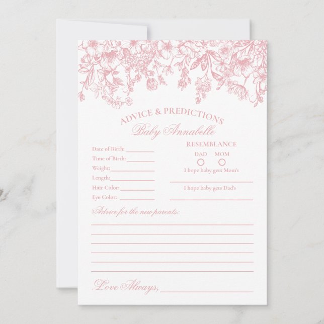 Aconselhamento Floral Rosa Chinoiserie para Cartão (Frente)