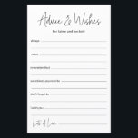 Aconselhamento sobre Casamento e Desejos<br><div class="desc">Esses simples, preto e branco, modernos, mínimos, guião manuscrito Os lençóis Advice & Wish são perfeitos para ter chá de panela, janto de ensaio ou convidados de casamento preenchidos para o casal feliz. As pessoas vão adorar ter as ordens - tornam tão fácil deixar palavras amáveis de conselhos e de...</div>