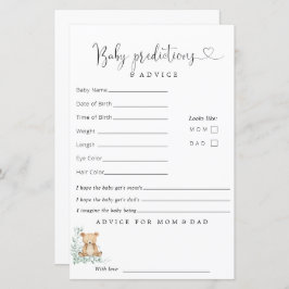 Aconselhamento sobre Chás de fraldas de Urso Verde