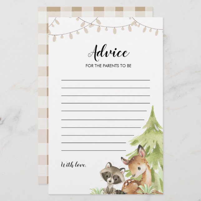 Aconselhamento sobre Chás de fraldas de Woodland p (Frente/Verso)