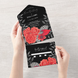 Acoplamento Floral Gótico Preto Com Todos Os Pneus