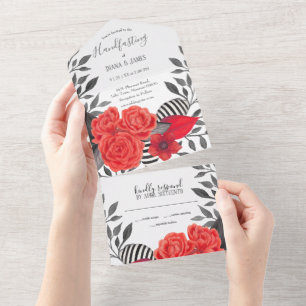 Acoplamento Floral Gótico Vermelho e Preto