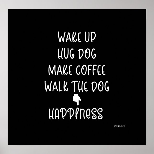 Acordar, Cachorro Hug... Felicidade Amor Poster Gr (Frente)