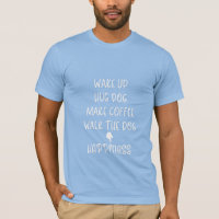 Acordar, Cachorro Hug... Felicidade, camiseta azul