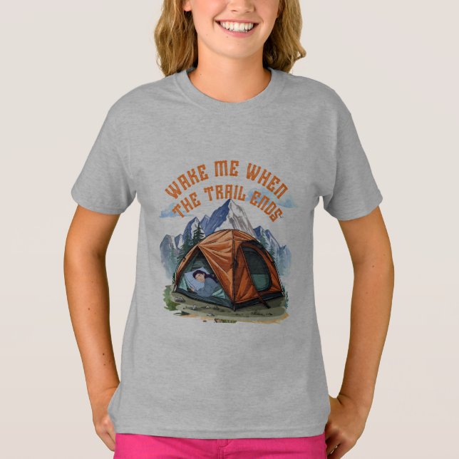 ACORDE-ME QUANDO A TRILHA TERMINAR.” – CAMISETA DO (Frente)