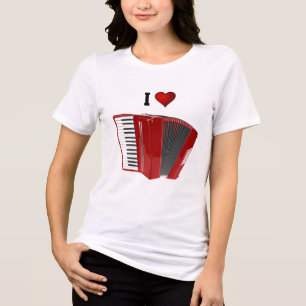 Acordeão: Eu Amo Minha Camiseta Acordeão Vermelho