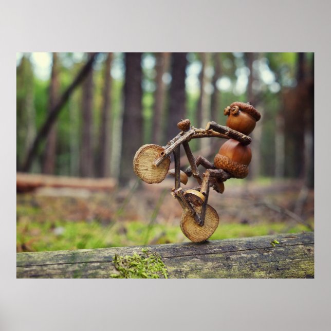 Acorn elf andando de bicicleta poster (Frente)