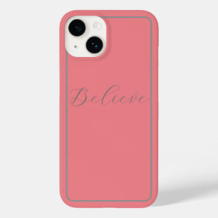 'Acreditar' Script de Cinza Cor de Fundo Rosa