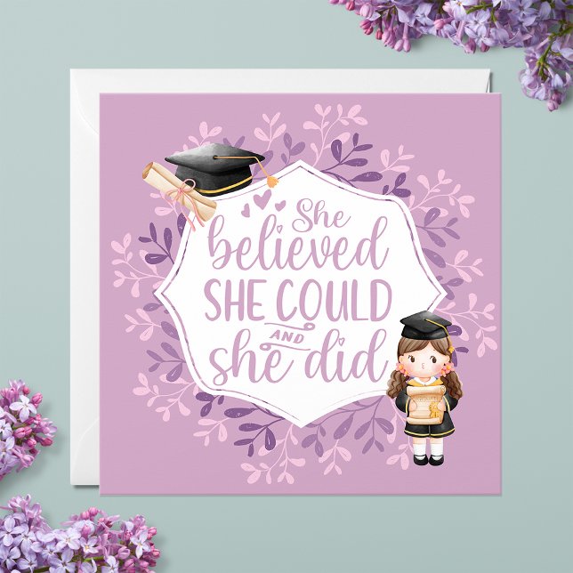 Acreditava Que Podia Graduar Carteira Plana Púrpur (Believed She Could Purple Flat Single Card for Graduation)