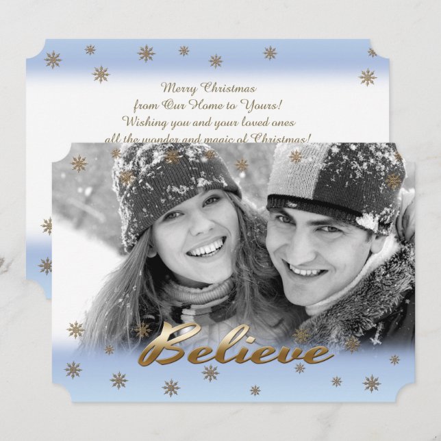 Acredite. Cartão plano de Natal personalizado (Frente/Verso)