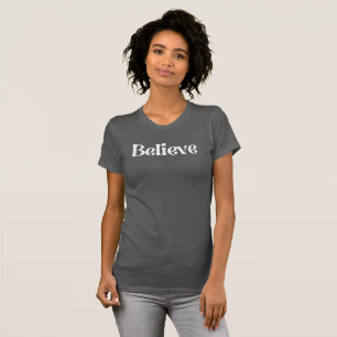 Acredite em Camiseta Canvas fina de Ajustado femin