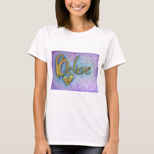Acredite em camisetas de arte personalizadas inspi (Frente)