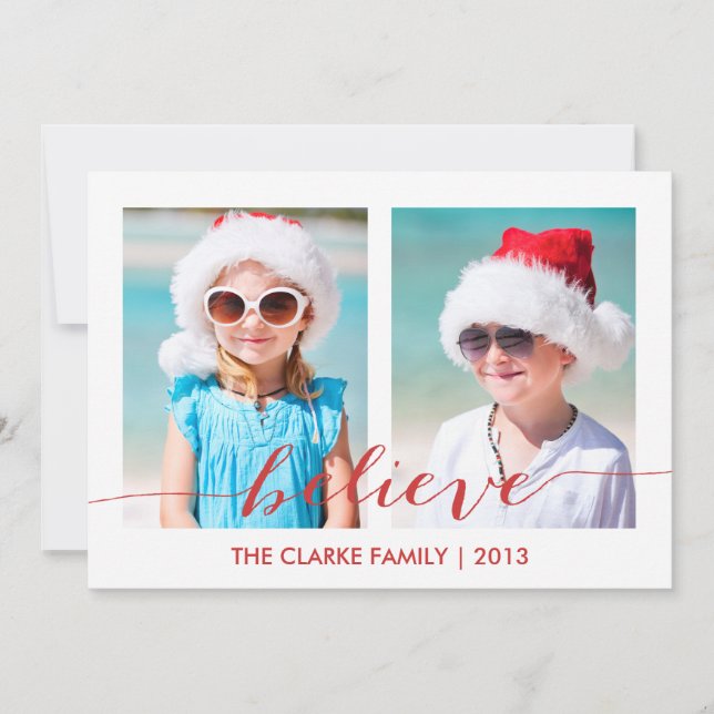 Acredite em dois cartões de feriado fotográfico (Frente)