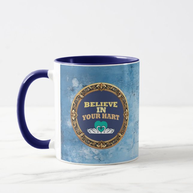 Acredite em Sua Dor – Caneca de Afirmação Azul Esc (Esquerda)