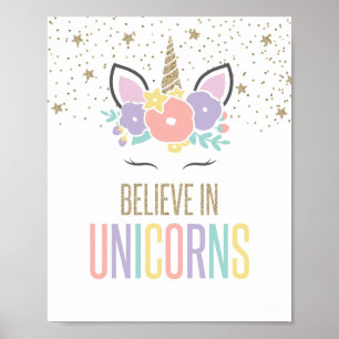 Acredite em Unicórnios Rainbow Unicorn Poster