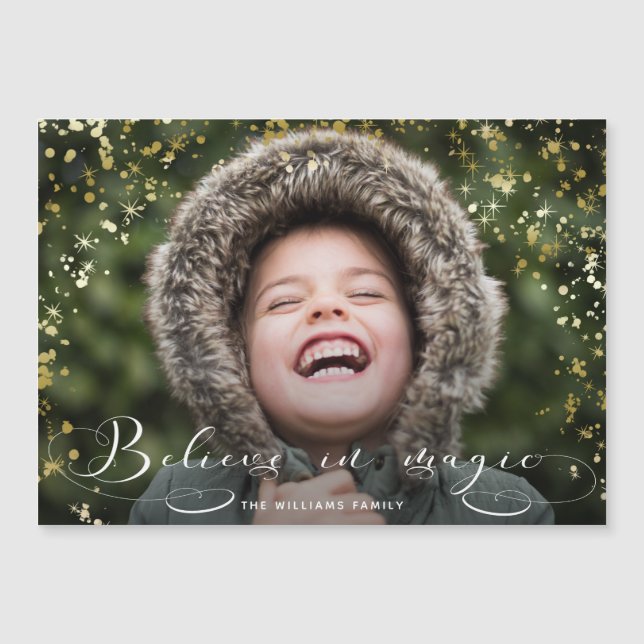 Acredite na Caligrafia Mágica e em Faíscas Dourada (Frente)