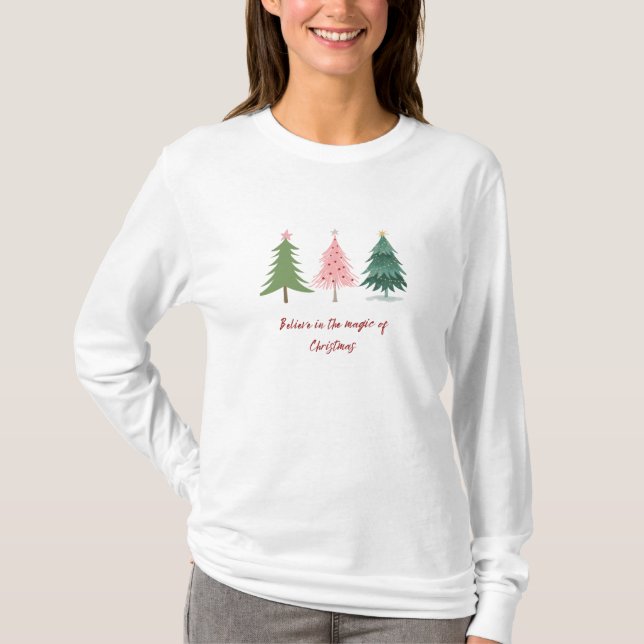 Acredite na magia da camiseta de Natal (Frente)