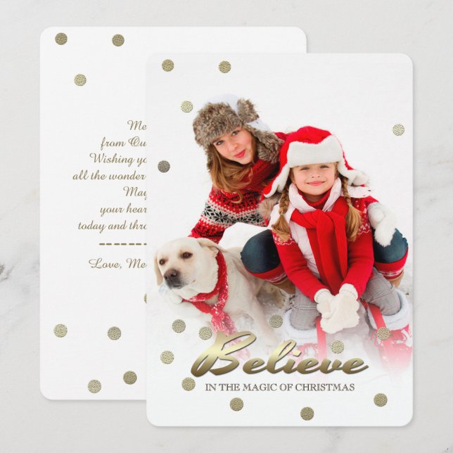 Acredite na Mágica do Natal. Cartões com fotos (Frente/Verso)