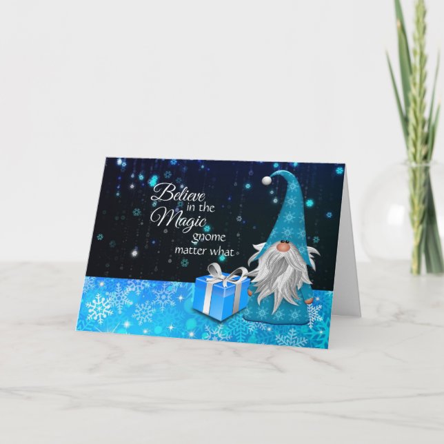 Acredite no cartão de Natal do Magic Gnomo (Frente)
