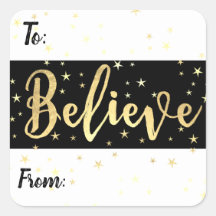 Acreditem na Dourada etiqueta de presente de Natal