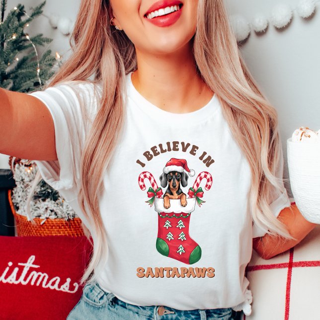 Acredito em Papais noeis Patas Camiseta de Natal (Criador carregado)