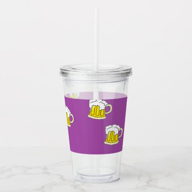 Acrílico Copo de cerveja espumante em roxo (Frente)