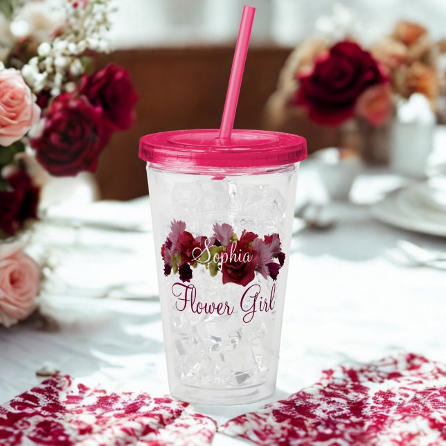 Acrílico Presente de Dama de Flor Bridesmaid Copo de Cunho  (For your Flower Girl. Just add her name)
