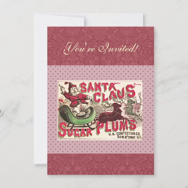 Açúcar Ameixas Papai Noel Antigo Anúncio de Doces  (Frente)