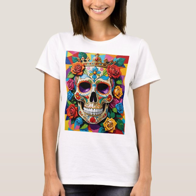 Açúcar Floral Colorido T-Shirt Design (Frente)