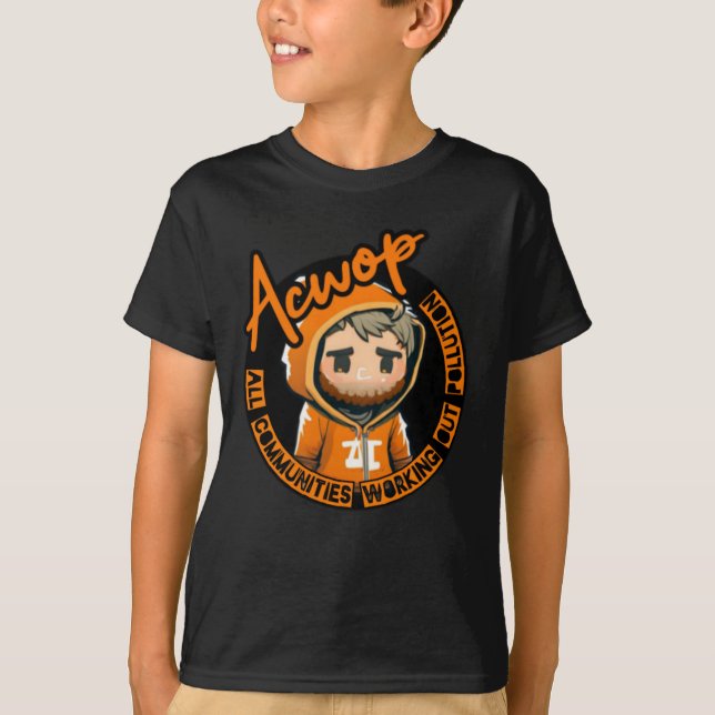 Acwop Kids T-Shirt Black/Orange (Frente)