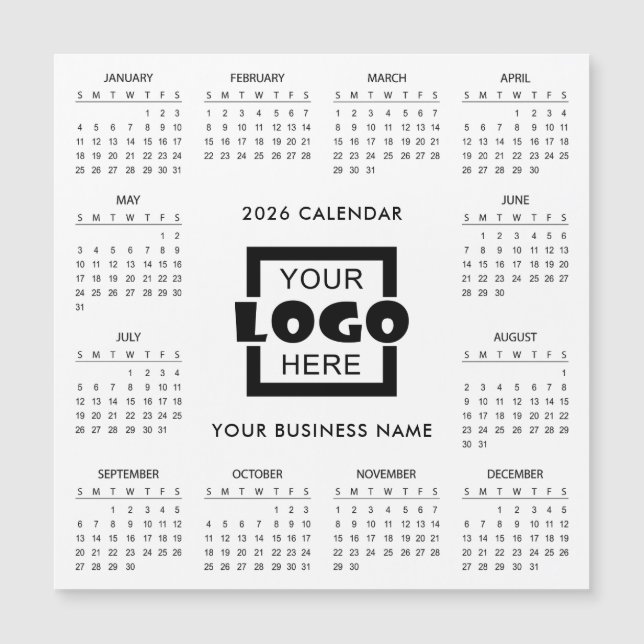 Add Your Own Business Logo 2026 Calendar | Magnet (Frente)
