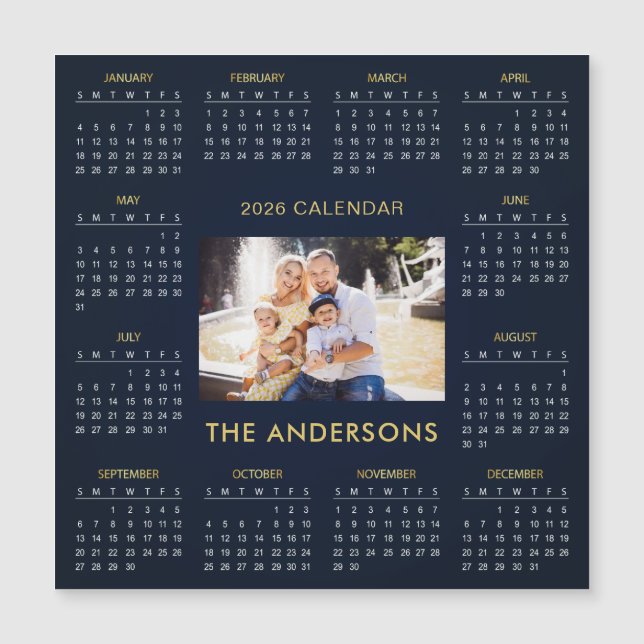 Add Your Own Family Photo 2026 Calendar | Magnet (Frente)
