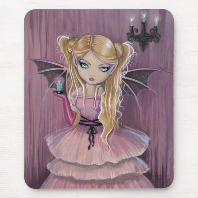 Adeline em Rosa Pequena Fada Vampira Goth Mousepad (Frente)