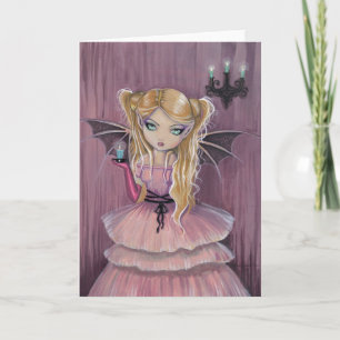 Adeline no cartão de vampiro gótico rosa