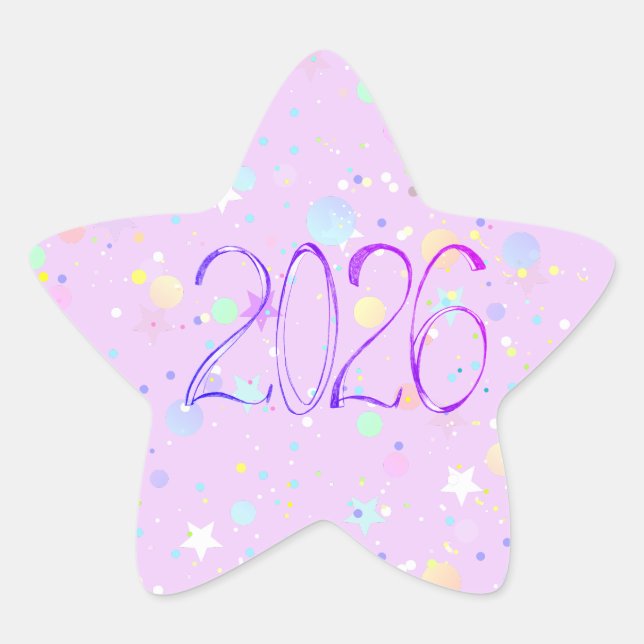 Adesito Estrela 2026 number new year cute pink purple (Frente)
