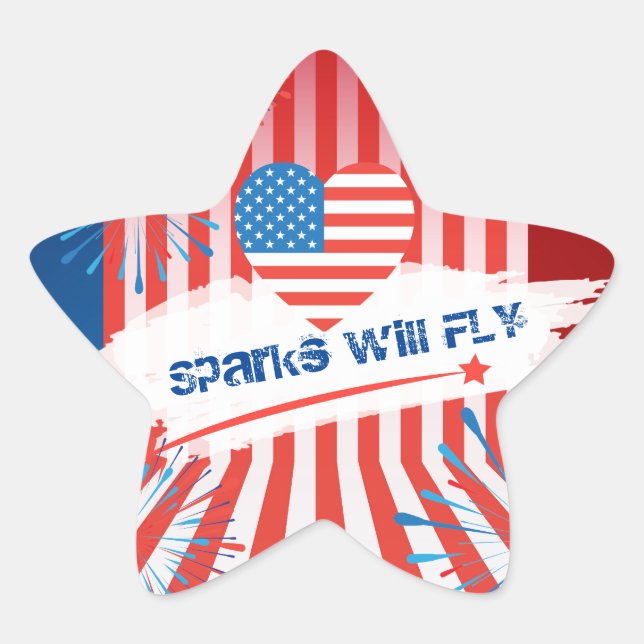 Adesito Estrela 4 de julho American Flag Heart Personalizado dos E (Frente)