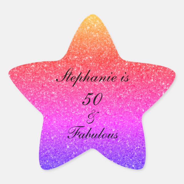 Adesito Estrela 50 E Fabulosa Brilhante Púrpura Rosa De Aniversári (Frente)