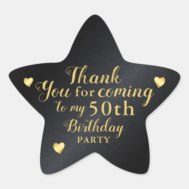 Adesito Estrela 50th Birthday Black and Gold Thank You (Frente)