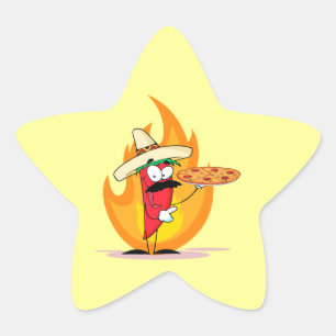 Adesito Estrela A Pepper Sombrero Chile Pega Pizza Para Cima