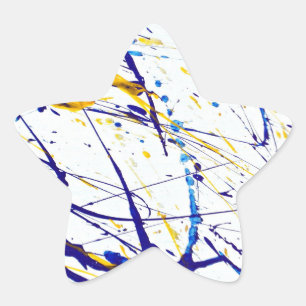 Adesito Estrela Abstrato Paint Splatter em azul e Dourado