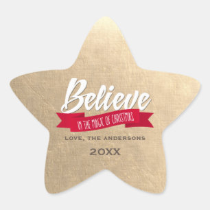 Adesito Estrela Acredite. Vinhetas de Natal Personalizadas com Fol