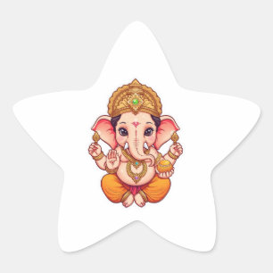Adesito Estrela Adorável Ganhai Bappa - Chibi Style Ganesha com