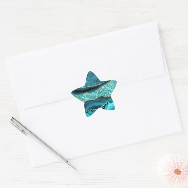 Adesito Estrela Agate Teal Blue Glitter Marble Aqua Turquoise (Envelope)