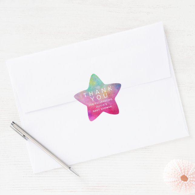 Adesito Estrela Agradecimento de Chuveiro de Bebê com Aquarela Bri (Envelope)