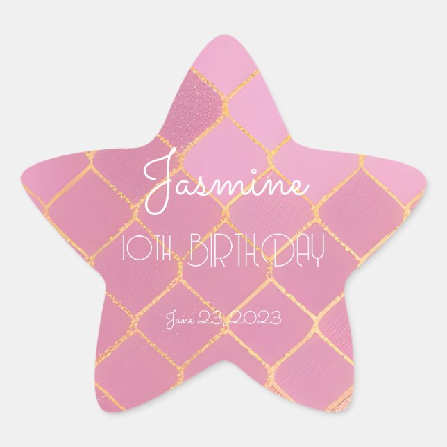 Adesito Estrela Aniversário da Garota Dourada Rosa (Frente)
