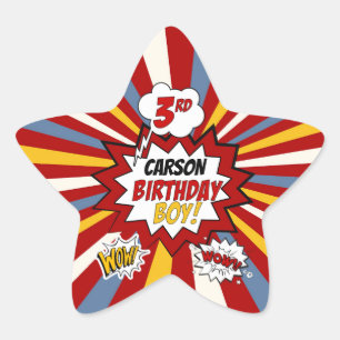 Adesito Estrela aniversário de 3 anos, super-herói com nome