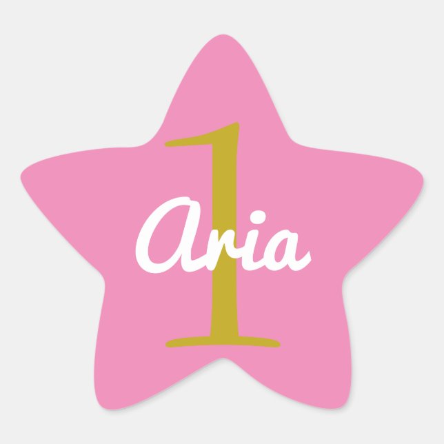 Adesito Estrela Aniversário do Star Sticker Branco Dourado Rosa (Frente)