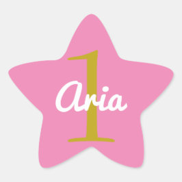 Adesito Estrela Aniversário do Star Sticker Branco Dourado Rosa