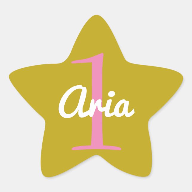 Adesito Estrela Aniversário do Star Sticker Branco Dourado Rosa (Frente)