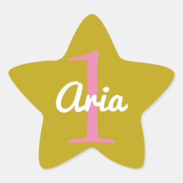 Adesito Estrela Aniversário do Star Sticker Branco Dourado Rosa
